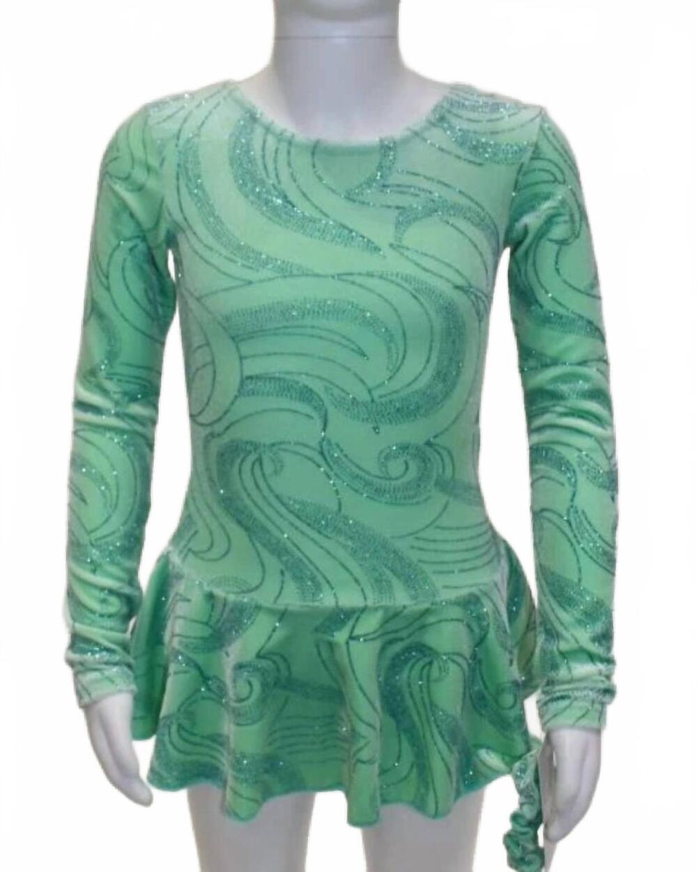 NEW MONDOR girls' velvet sparkle long sleeve skate dress in icy mint